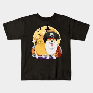 Pembroke Welsh Corgi Halloween Pirate Costume Kids T-Shirt